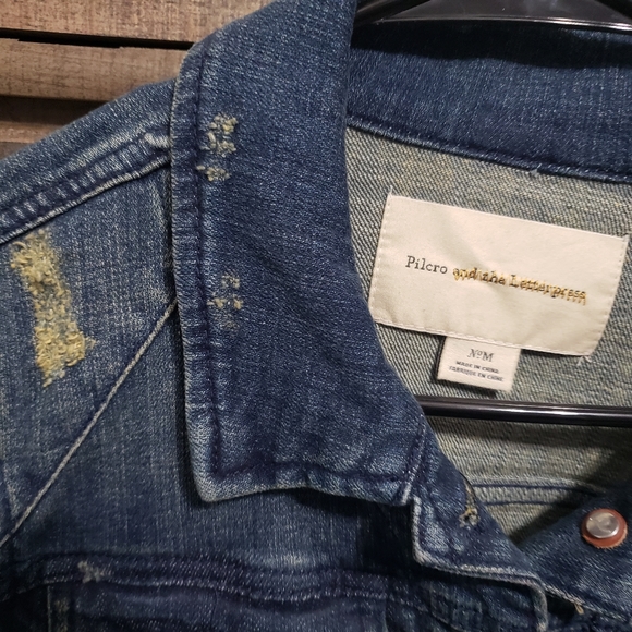 NEW Anthro Distressed Denim Jacket - Picture 4 of 12